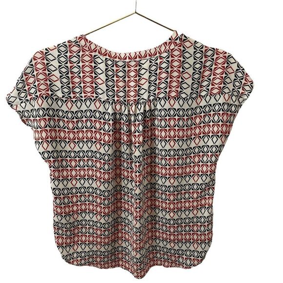 Banana Republic Factory Geometric Short Sleeve Blouse Size Small - Picture 4 of 7
